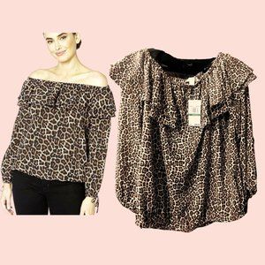 Michael Kors Flirty Flounce Animal Print Blouse - New with Tags
